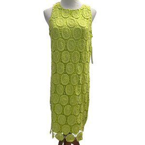 London Times Women's Size 10 Green Floral Lace Sleeveless Lined Shift Dress NWT